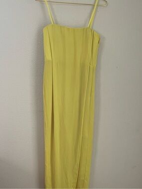 BCBGMaxAzria Lemon Yellow/Green Strapless Maxi Dress